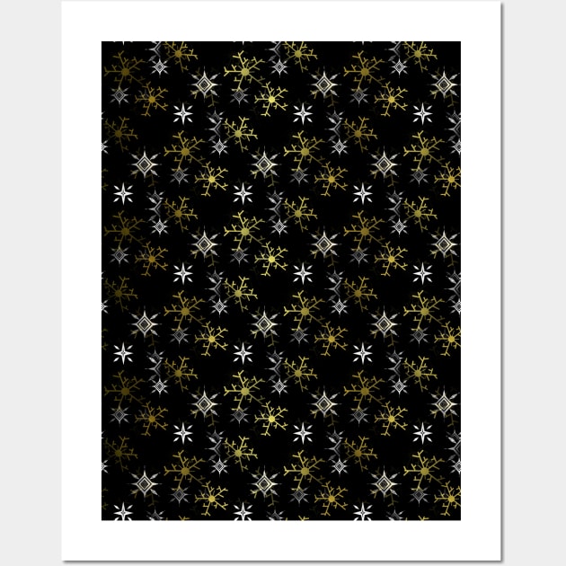 TOUCH Of Gold Snowflakes Pattern Wall Art by SartorisArt1